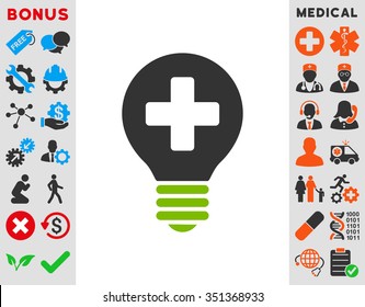 Healh Care Bulb vector icon. Style is bicolor flat symbol, eco green and gray colors, rounded angles, white background.