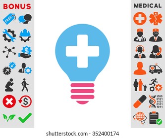 Healh Care Bulb vector icon. Style is bicolor flat symbol, pink and blue colors, rounded angles, white background.