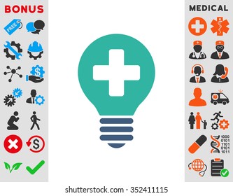 Healh Care Bulb vector icon. Style is bicolor flat symbol, cobalt and cyan colors, rounded angles, white background.