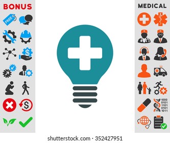 Healh Care Bulb vector icon. Style is bicolor flat symbol, soft blue colors, rounded angles, white background.