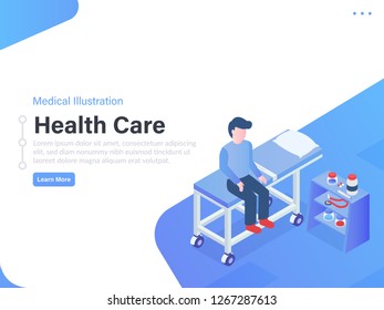 Healh Care Concept Design Illustration. 3d isometric vector illustration