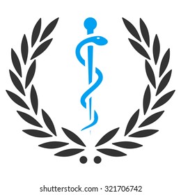 Healh Care Emblem vector icon. Style is bicolor flat symbol, blue and gray colors, rounded angles, white background.