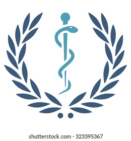 Healh Care Emblem vector icon. Style is bicolor flat symbol, cyan and blue colors, rounded angles, white background.