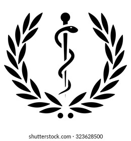 Healh Care Emblem vector icon. Style is flat symbol, black color, rounded angles, white background.