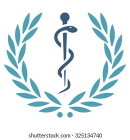 Healh Care Emblem vector icon. Style is bicolor flat symbol, cyan and blue colors, rounded angles, white background.