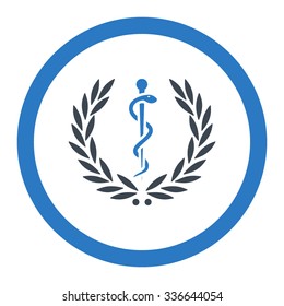 Healh Care Emblem vector icon. Style is bicolor flat rounded symbol, smooth blue colors, rounded angles, white background.