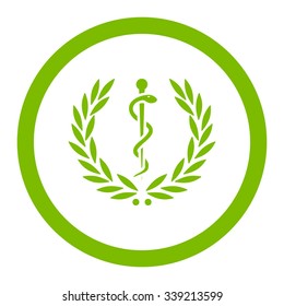 Healh Care Emblem vector icon. Style is flat rounded symbol, eco green color, rounded angles, white background.