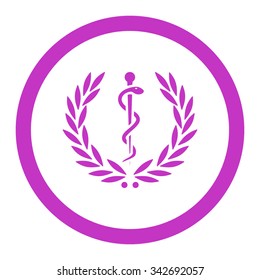 Healh Care Emblem vector icon. Style is flat rounded symbol, violet color, rounded angles, white background.