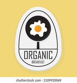 Healhty organic food, tasty scrambled eggs farm product, egg label design concept. Vector