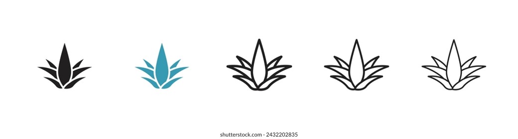 Healing Aloe Vector Icon Set. Therapeutic Agave Vector Symbol for UI Design.