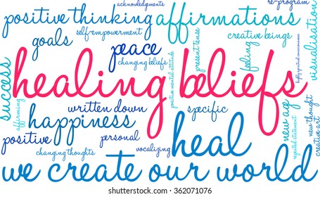 Healing Beliefs word cloud on a white background. 