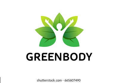 Healing Body Leaves Logo Design Illustration