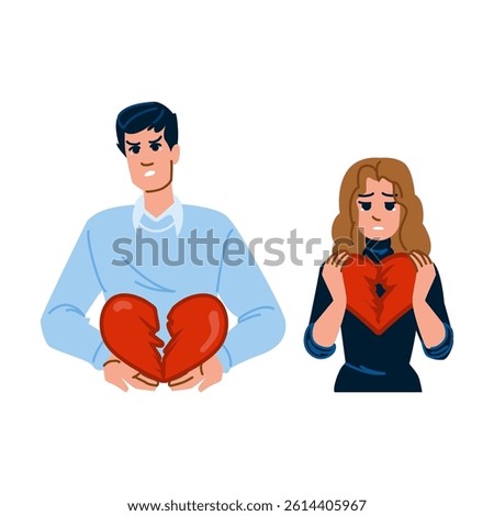 healing broken heart  vector.  grief loss, regret tears, sorrow despair healing broken heart character. people flat cartoon illustration