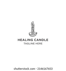 Healing candle logo icon design vector template