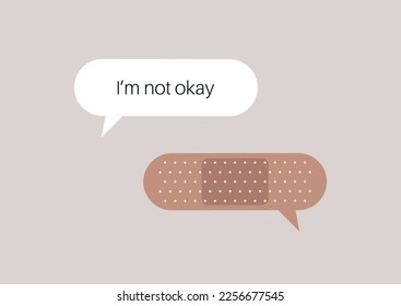 A healing conversation, an adhesive tape shaped as a dialog bubble