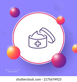 Healing cream line icon. Cross, caring cosmetics, selfcare, personal hygiene, moisturizing, ointment, skin protection, spf, sunscreen. Healthcare concept. Vector line icon for Business and Advertising