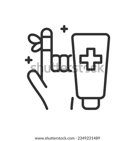 Healing cream, linear icon. Ointment for wounds. Line with editable stroke