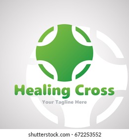 Healing Cross Logo Design for Hospital, Modern Clinic, Department in Hospital, Insurance, Care Unit, etc. Vector Logo Template.
