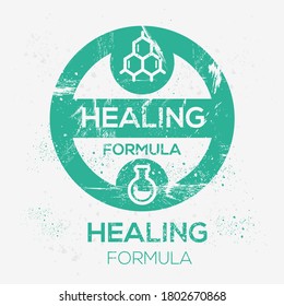 (Healing formula) label sign, vector illustration.