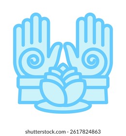 Healing Hand blue color, mini illustration icon, related to relaxation, spa, wellness and more. Vector EPS 10 for modern concept, print, UI, UX kit, web and app development