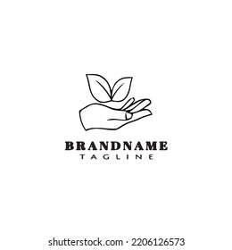 healing hand logo cartoon icon design template black modern isolated vector illustration