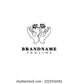 healing hand logo icon design template black modern isolated vector illustration
