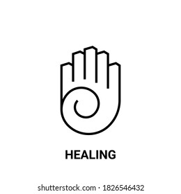healing hand vector line icon