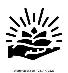 healing hands acupuncture glyph icon vector. healing hands acupuncture sign. isolated symbol illustration