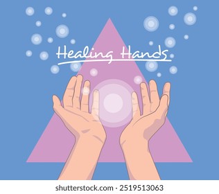 healing hands, flat vector shape