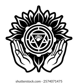 Healing hands icon in glyph style