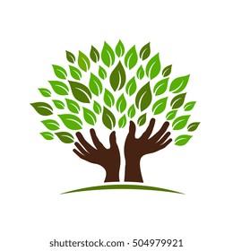 Healing Hands Tree. Vector Illustration