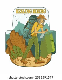 Healing hiking Badge Adventure T-shirt