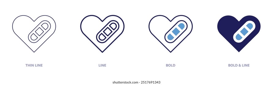 Healing icon in 4 different styles. Thin Line, Line, Bold, and Bold Line. Duotone style. Editable stroke.