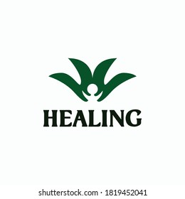 Healing Logo Vector Natural  Leaf Simple