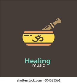 Healing music - logo design vector template. EPS 10 Isolated objects.