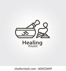 Healing music - logo design vector template. EPS 10 Isolated objects.