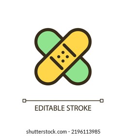 Healing patch pixel perfect RGB color ui icon. Fix imperfections. Simple filled line element. GUI, UX design for mobile app. Vector isolated pictogram. Editable stroke. Arial font used