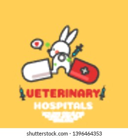 healing rabbit cartoon vector.veterinary hospital  logo.pet care.