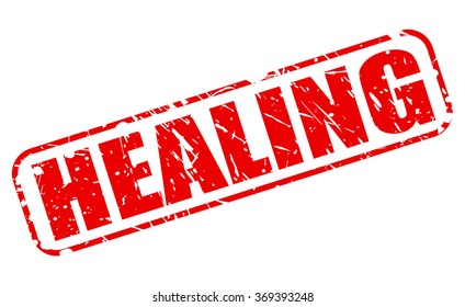 Healing red stamp text on white