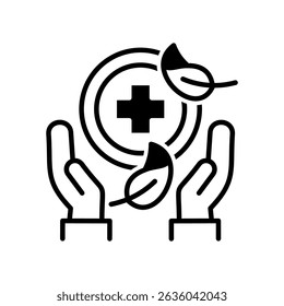 Ilustración vectorial de contorno de icono de toque curativo