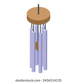 Healing wind chime icon isometric vector. Spiritual meditation arrangement. Indoor melody tinkling jingles decoration