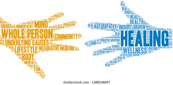 Healing word cloud on a white background. 