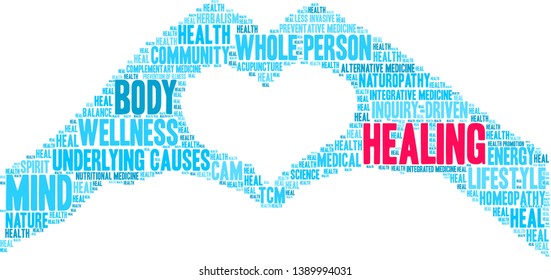 Healing word cloud on a white background. 