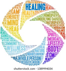 Healing word cloud on a white background. 