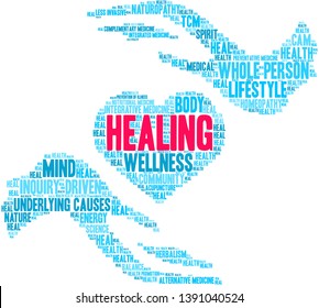 Healing word cloud on a white background. 