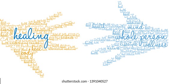 Healing word cloud on a white background. 