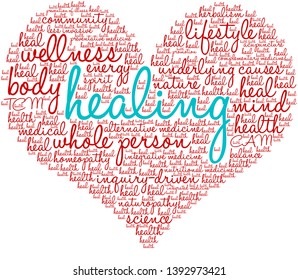Healing word cloud on a white background. 
