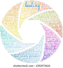 Healing word cloud on a white background. 