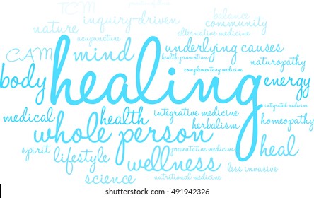 Healing word cloud on a white background. 