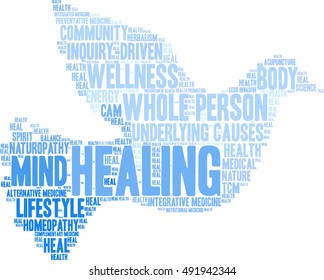 Healing word cloud on a white background. 